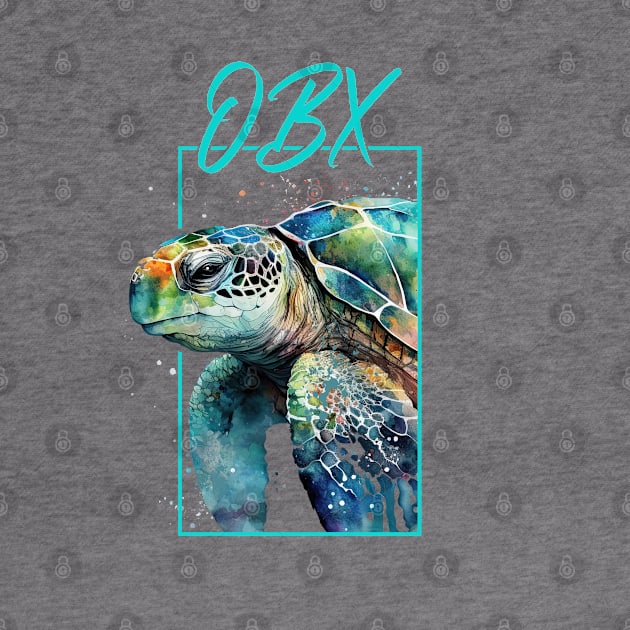 OBX North Carolina Watercolor Sea Turtle Portrait by grendelfly73